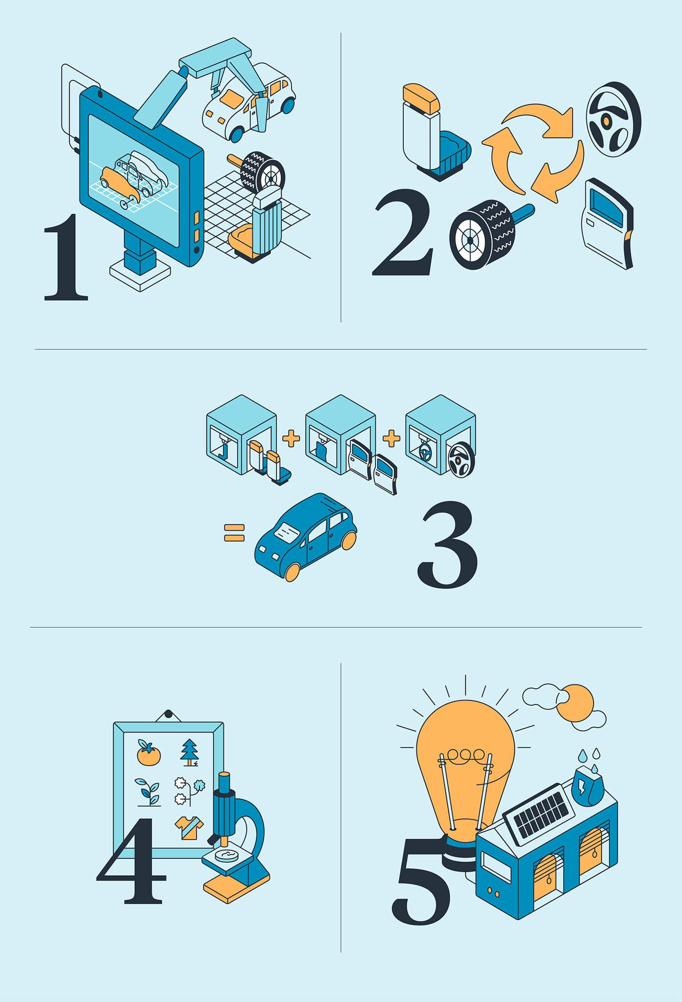 manufacturing illustrations icons infographic reports product