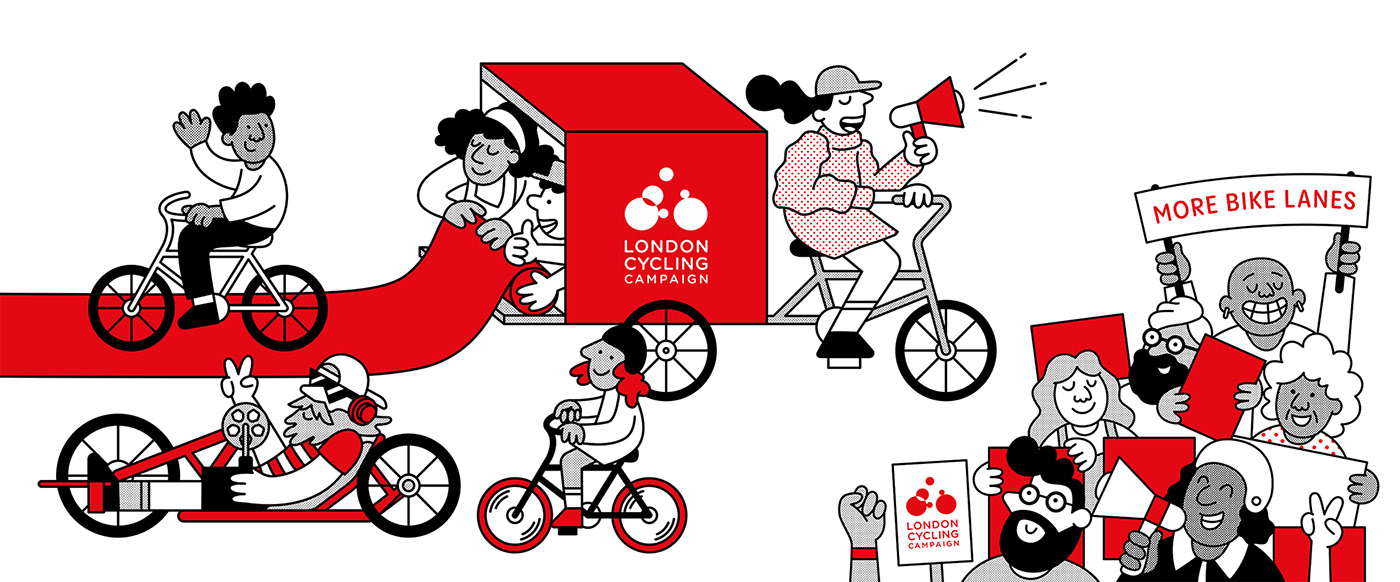 Character design  people Bicycle London Cycling campaign Advertising  Social media post OOH billboard