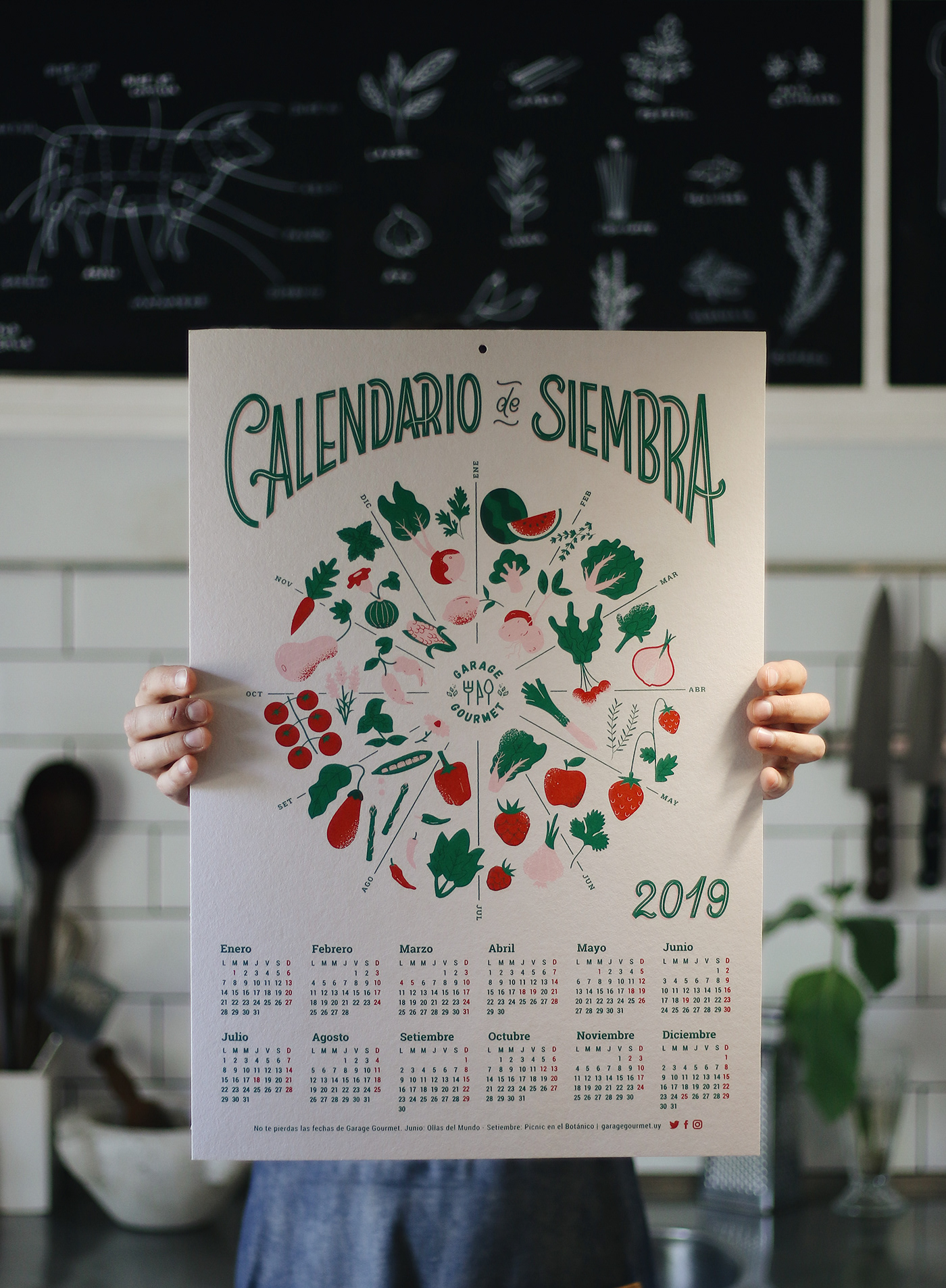 Plant Fruit calendar Health garden green skillprint cook poster Sowing