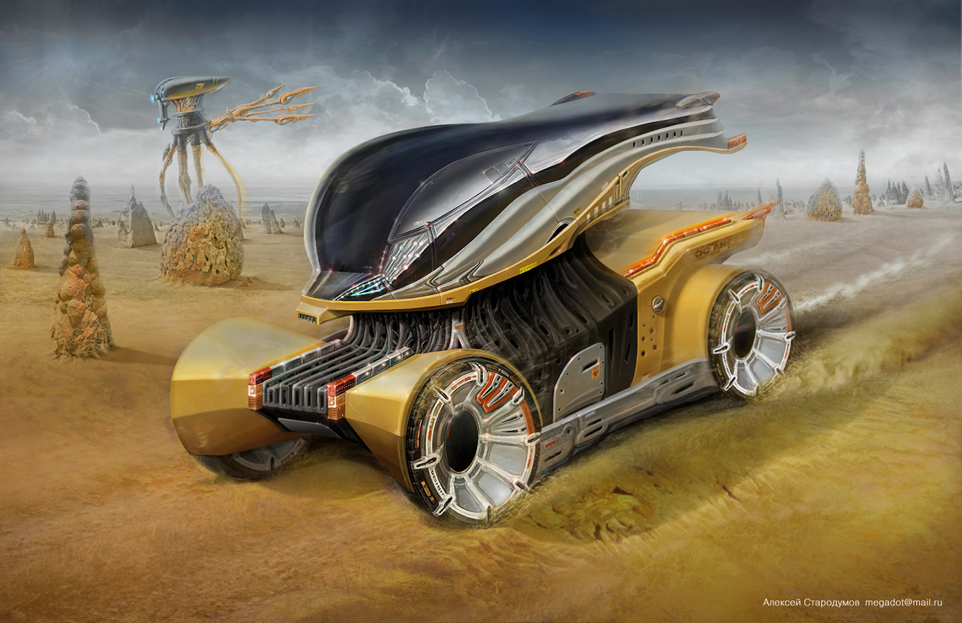 concept-art car sci-fi fantasy CGI Vehicle tripod Creative Retouching 3D Matte Painting