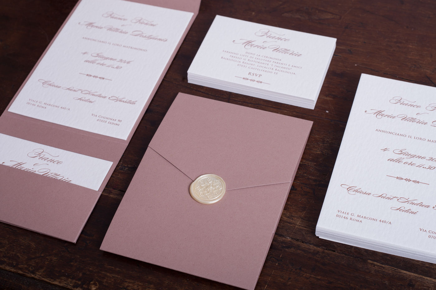 letterpress wedding Invitation SEALWAX print cottonpaper