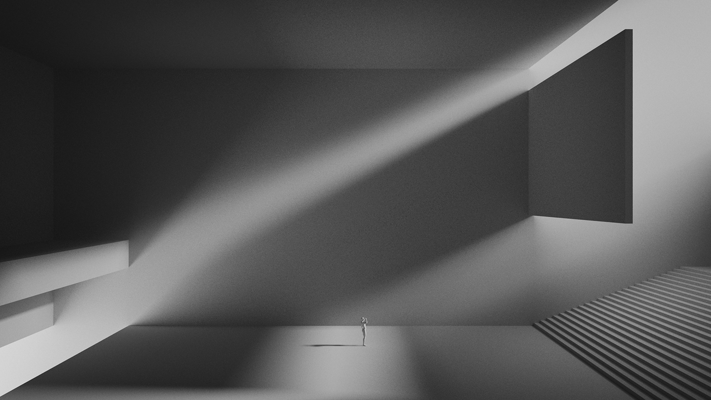 experimental light Shadows surreal architecture black and white Brutalism dreamscape geometry Space 