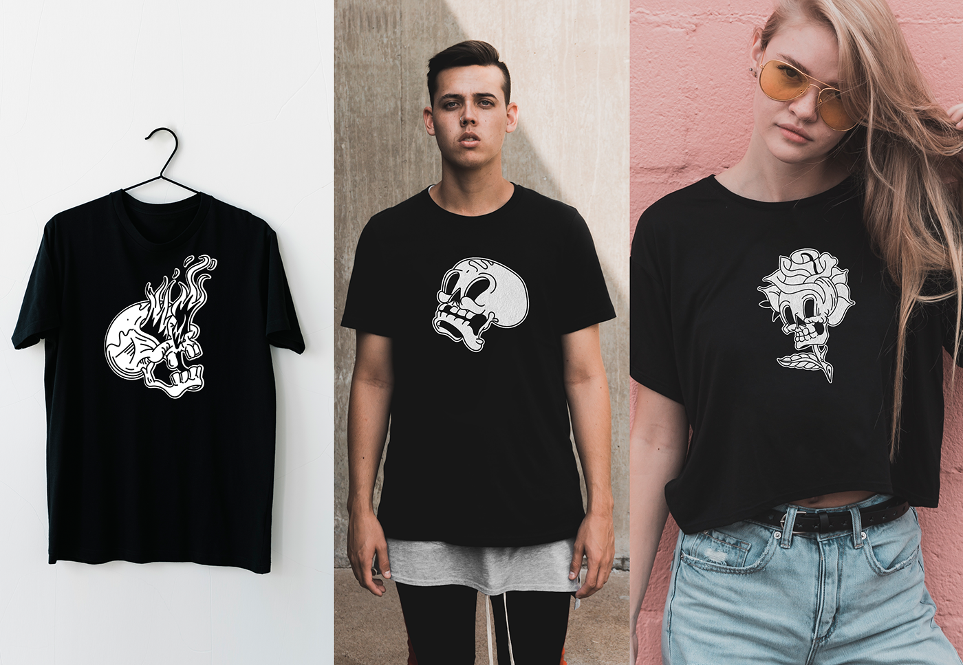 ILLUSTRATION  skull fleischer skeleton bones t-shirt tattoo Flash vector creative market
