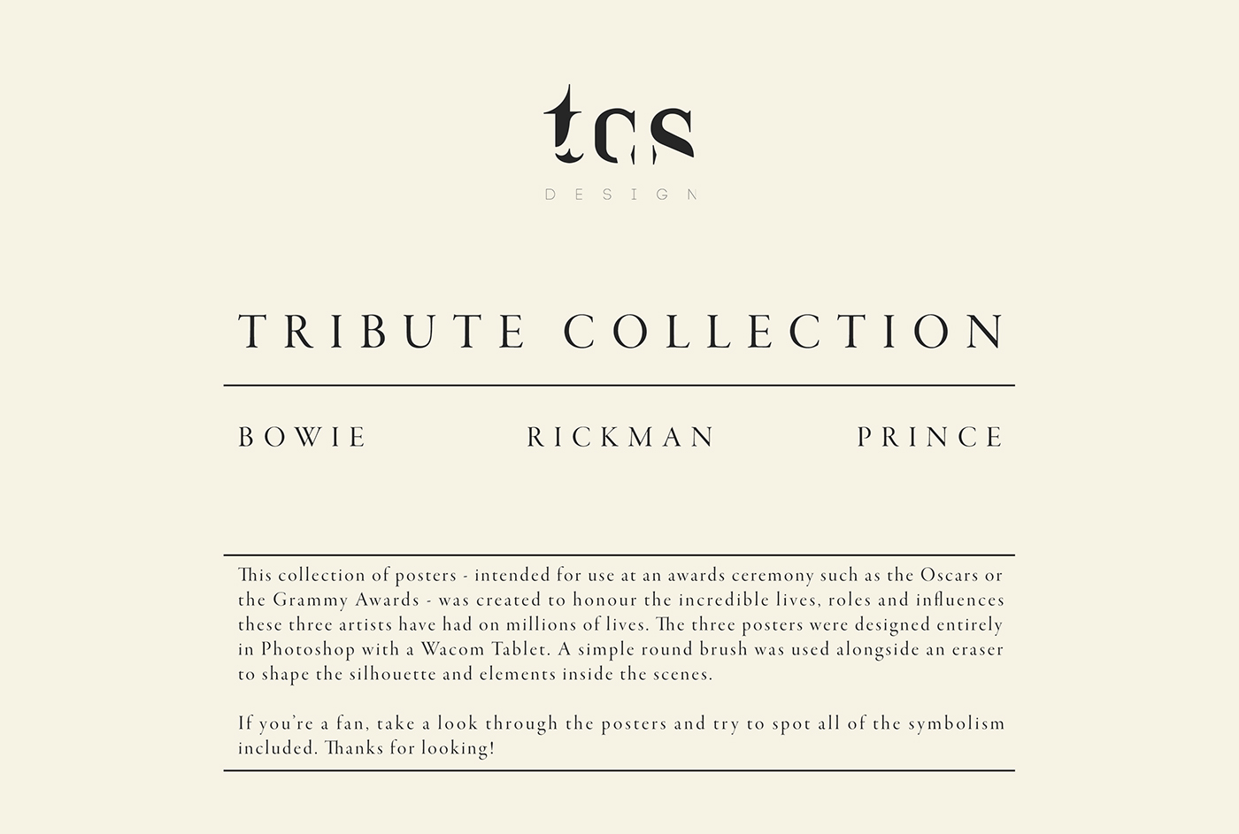 tribute photoshop wacom rickman Bowie prince poster Oscars grammys Awards