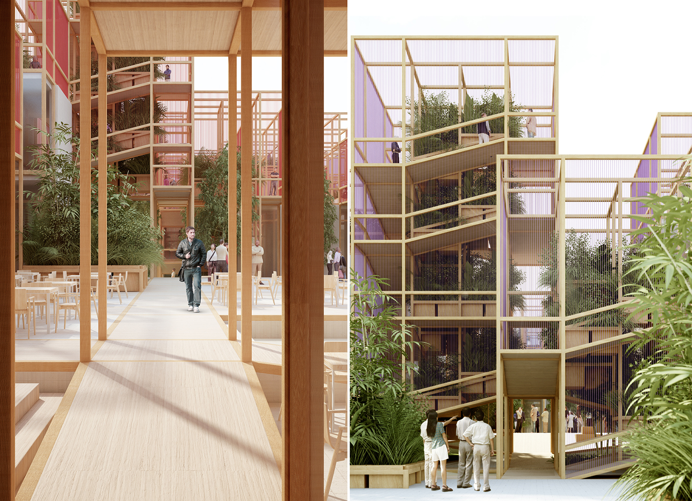 green plants pavilion Penda Sustainable ecological wood CLT modular