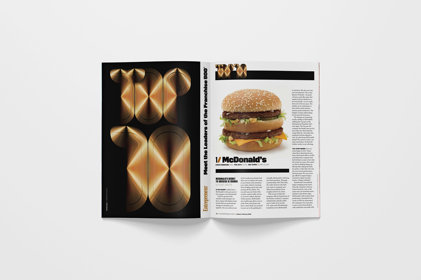 Franchise 500 entrepreneur editorial magazine Logotype gold metal metalic