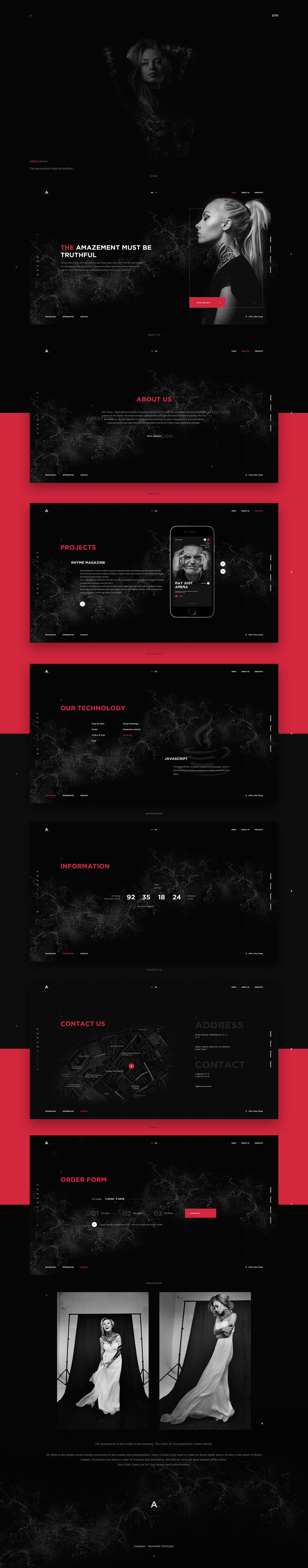 Web Website minimal gallery red black White catalog guidline clean prototype