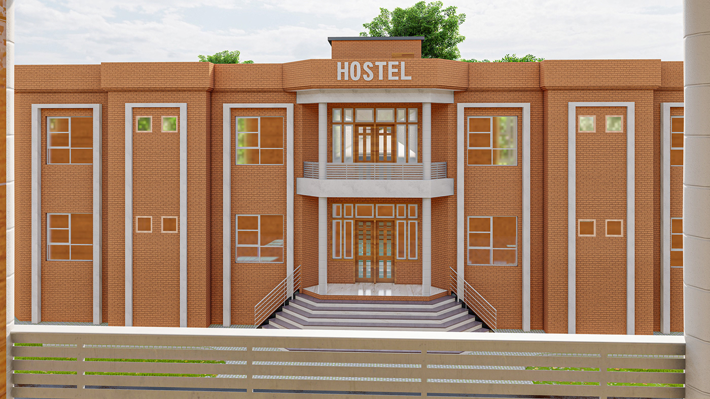 3D architecture cad exterior hostel lumion Render revit visualization