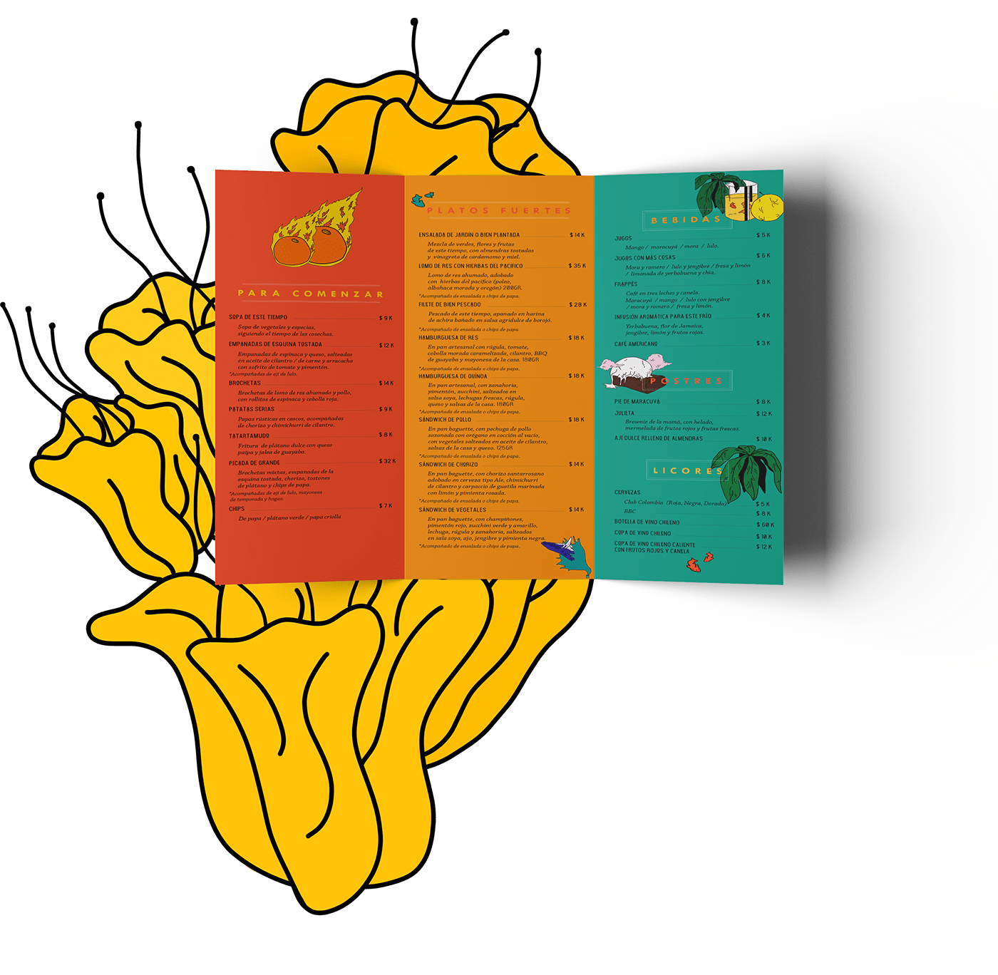desing graphic design  ilustration menu pop culture restaurant restaurant menu