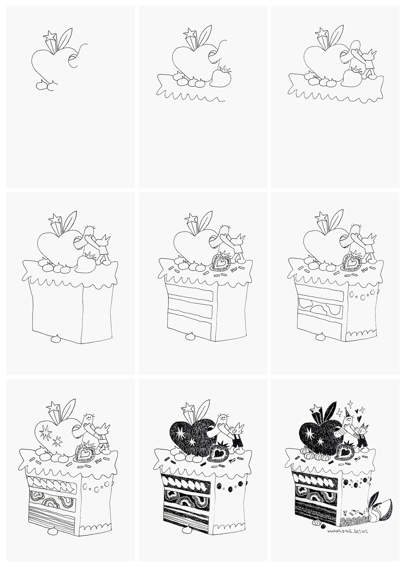 ILLUSTRATION  Drawing  artwork cartoon sketch painting   doodle cake animals cute