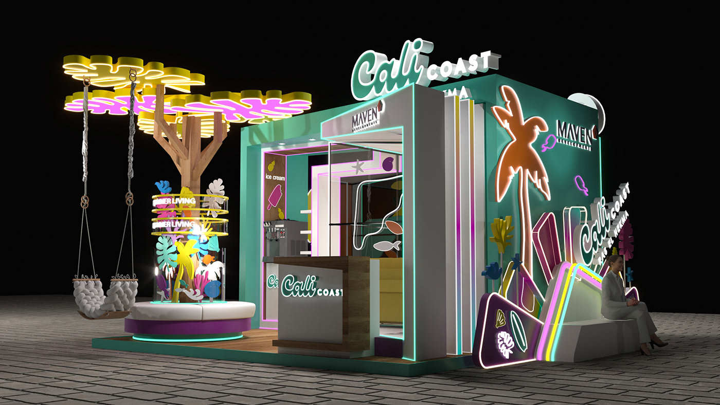 3ds max Render corona activation Summer Booth summer activities maven activation booth cali coast