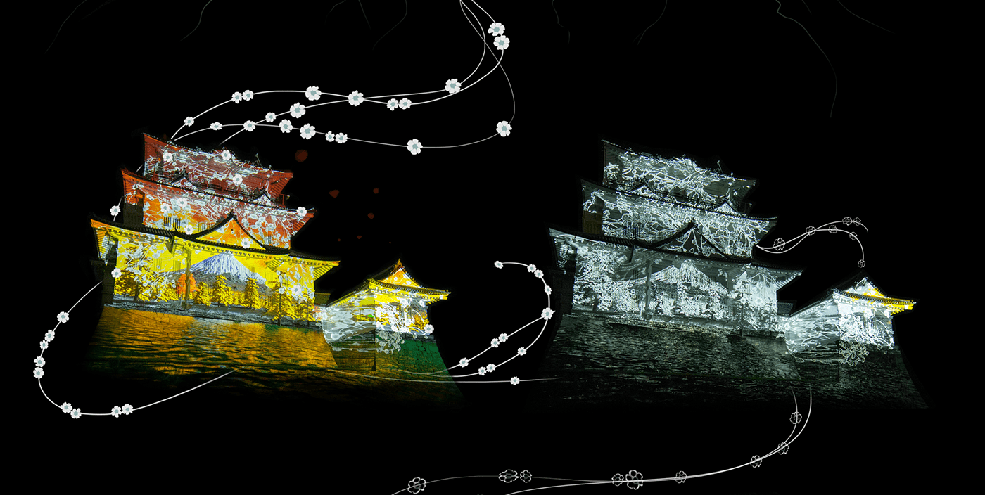 3d Mapping 3d mapping on the castel animation  CG japanese projection story