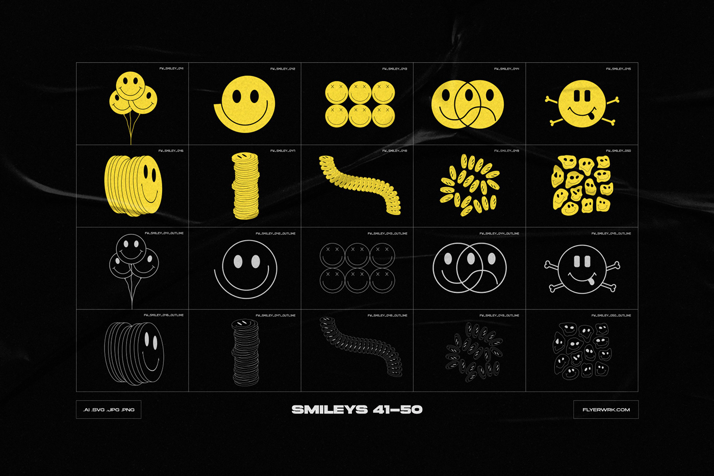 acid icons logo psychedelic punk Retro shapes smiley tribal vector