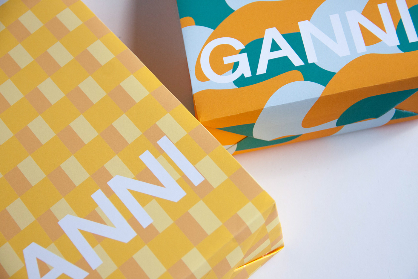 Packaging print graphics Ganni fashionpackaging denmark Viadesign
