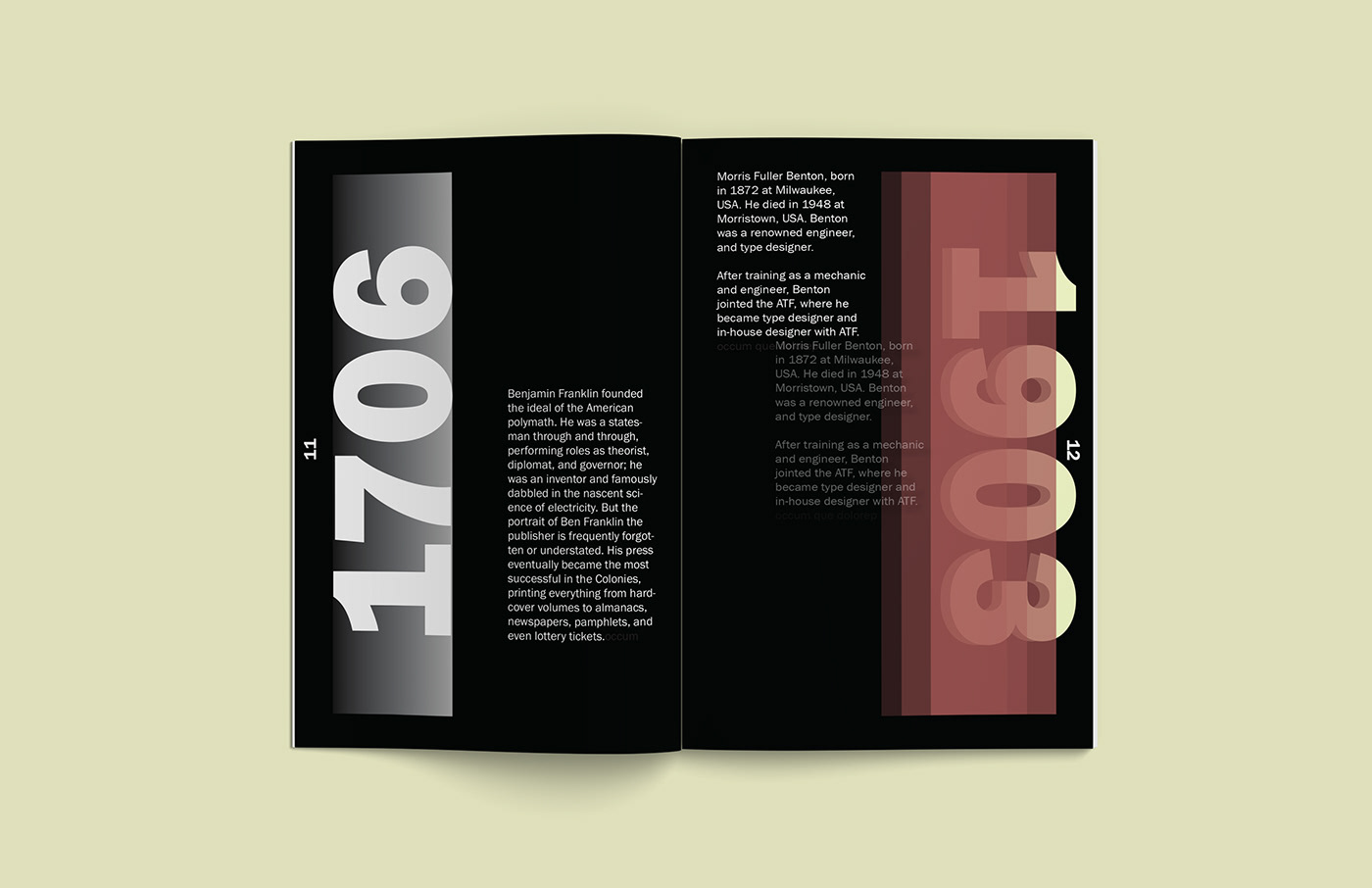 typography   specimen book Franklin Gothic Undergraduate louisiana tech graphic design  adobe in-design