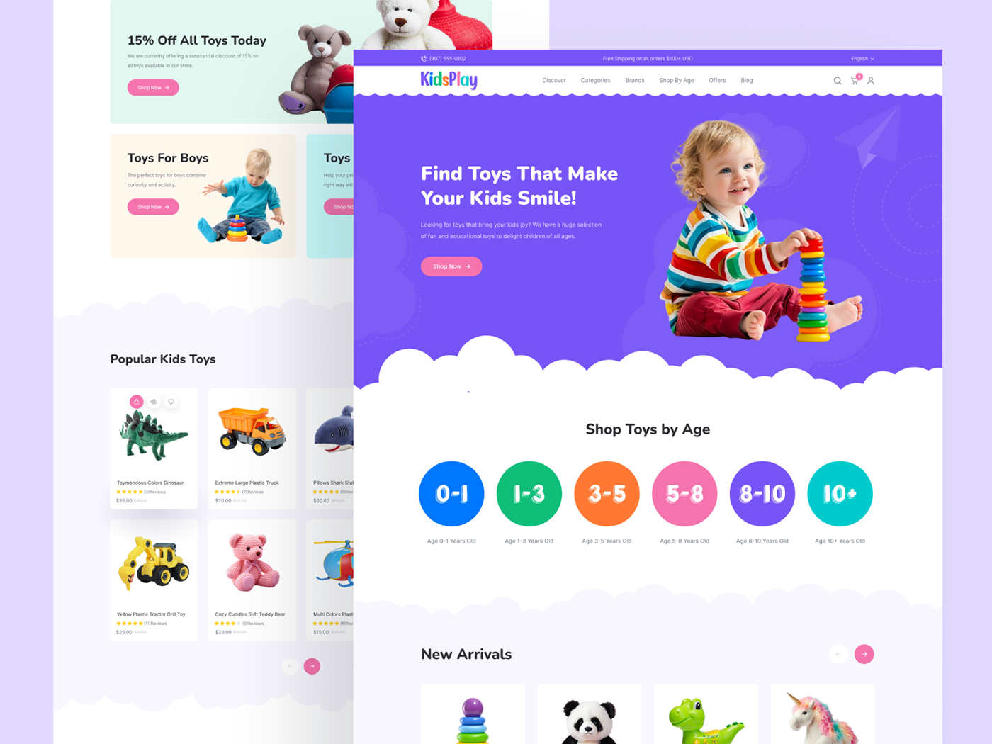 landing page ecommerce website Ecommerce e-commerce online store toy store Woocommerce kids Website Figma