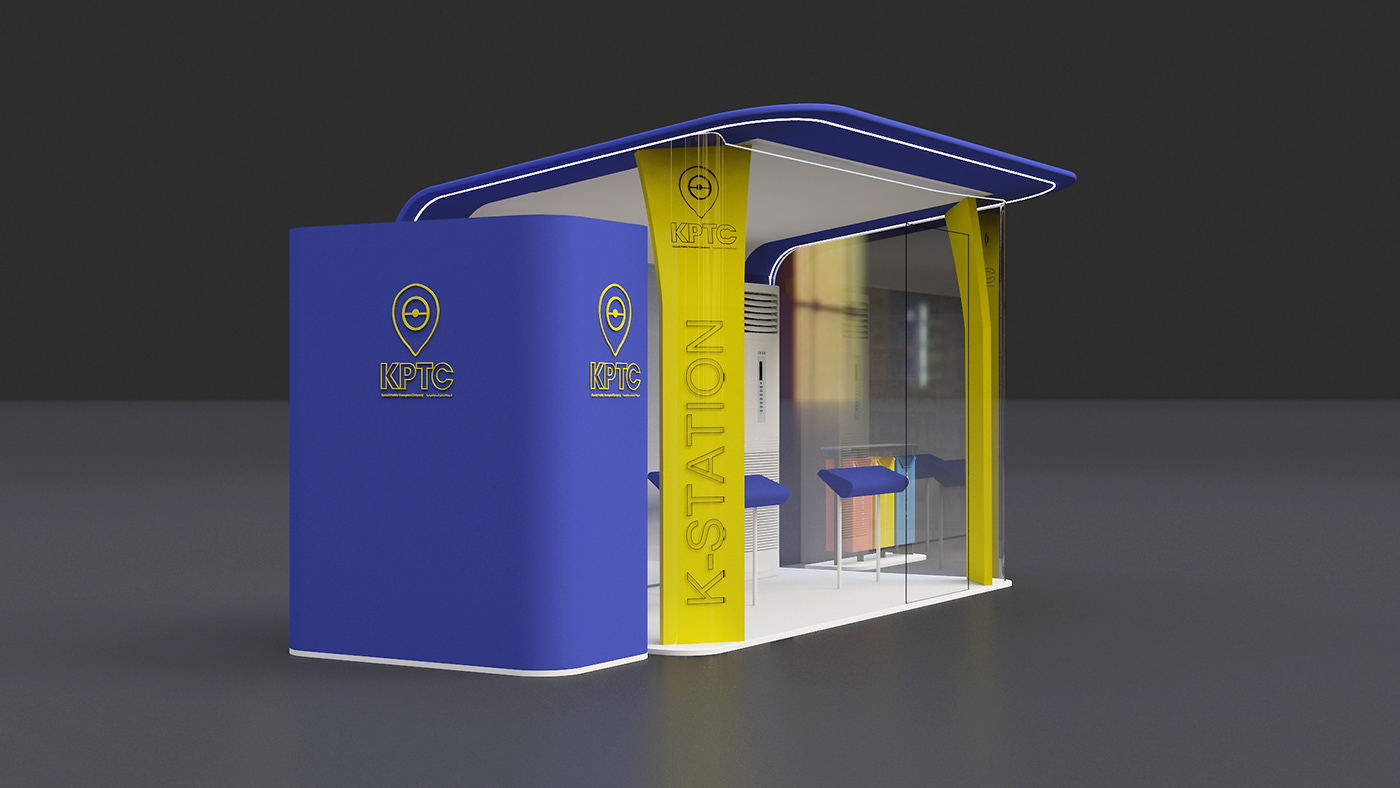 Kuwait dubai Saudi Arabia riyadh KSA bus stop booth 3D Render visualization