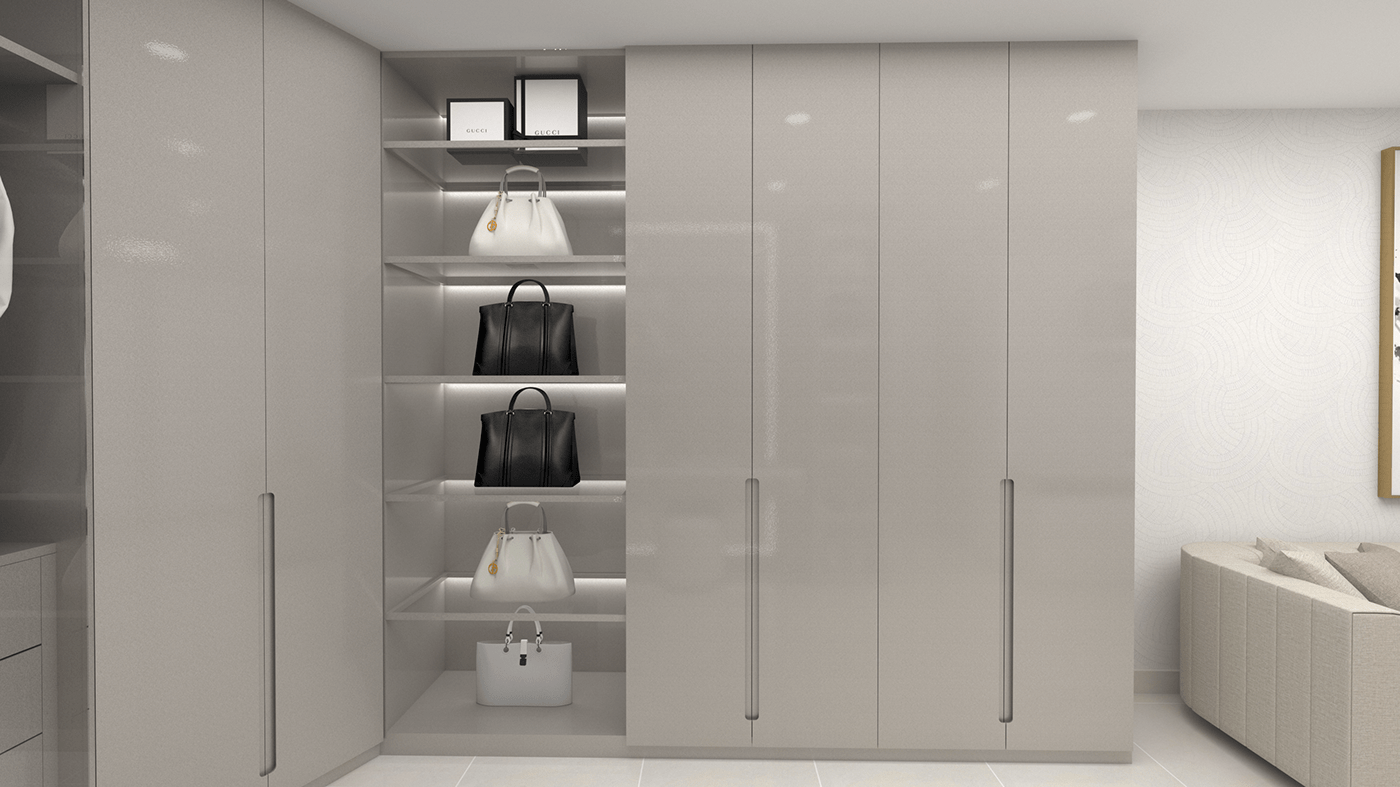 dressing room Luxury Design SketchUP interior design  architecture Render vray modern walkincloset