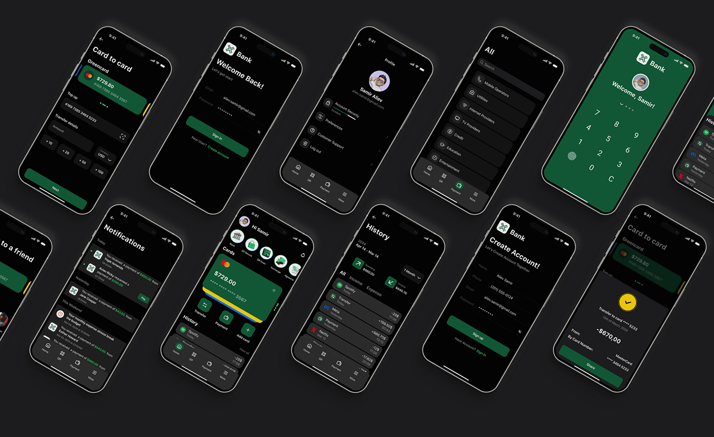 Mobile app finance UX UI design mobile banking