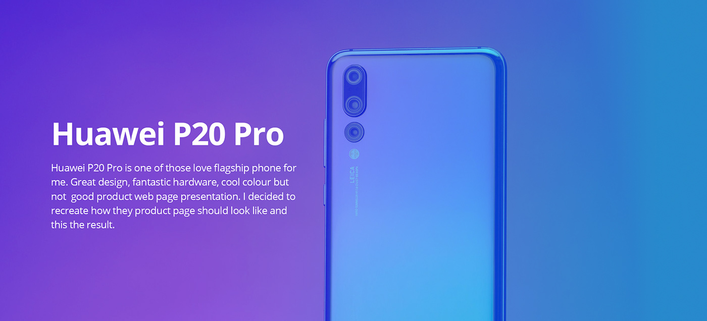 Huawei P20 pro redesign Product Page flagship user interface Web Design 