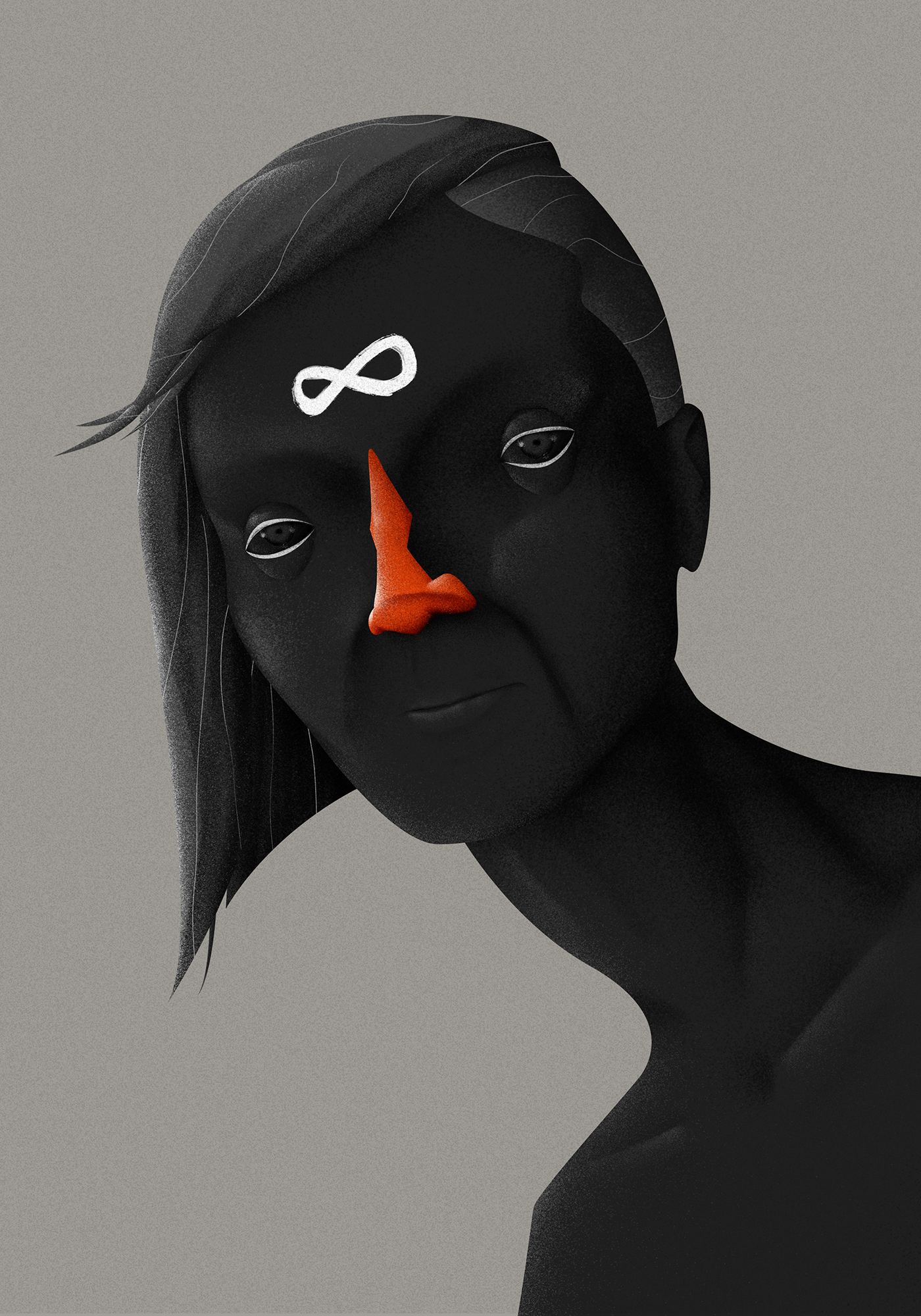 galeribu Exhibition  digital illustration wacom photoshop adobe black emptyness nose airbrush