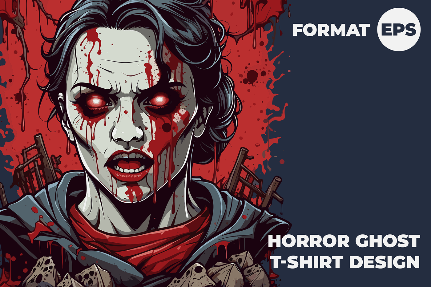 horror ghost horror Halloween comic art ILLUSTRATION  T-Shirt Design vector EPS