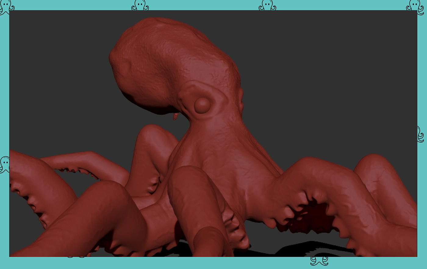 3D model 3D Modelling autodesk maya Maya octopus sculpting  sea creature sustance painter texturing Zbrush