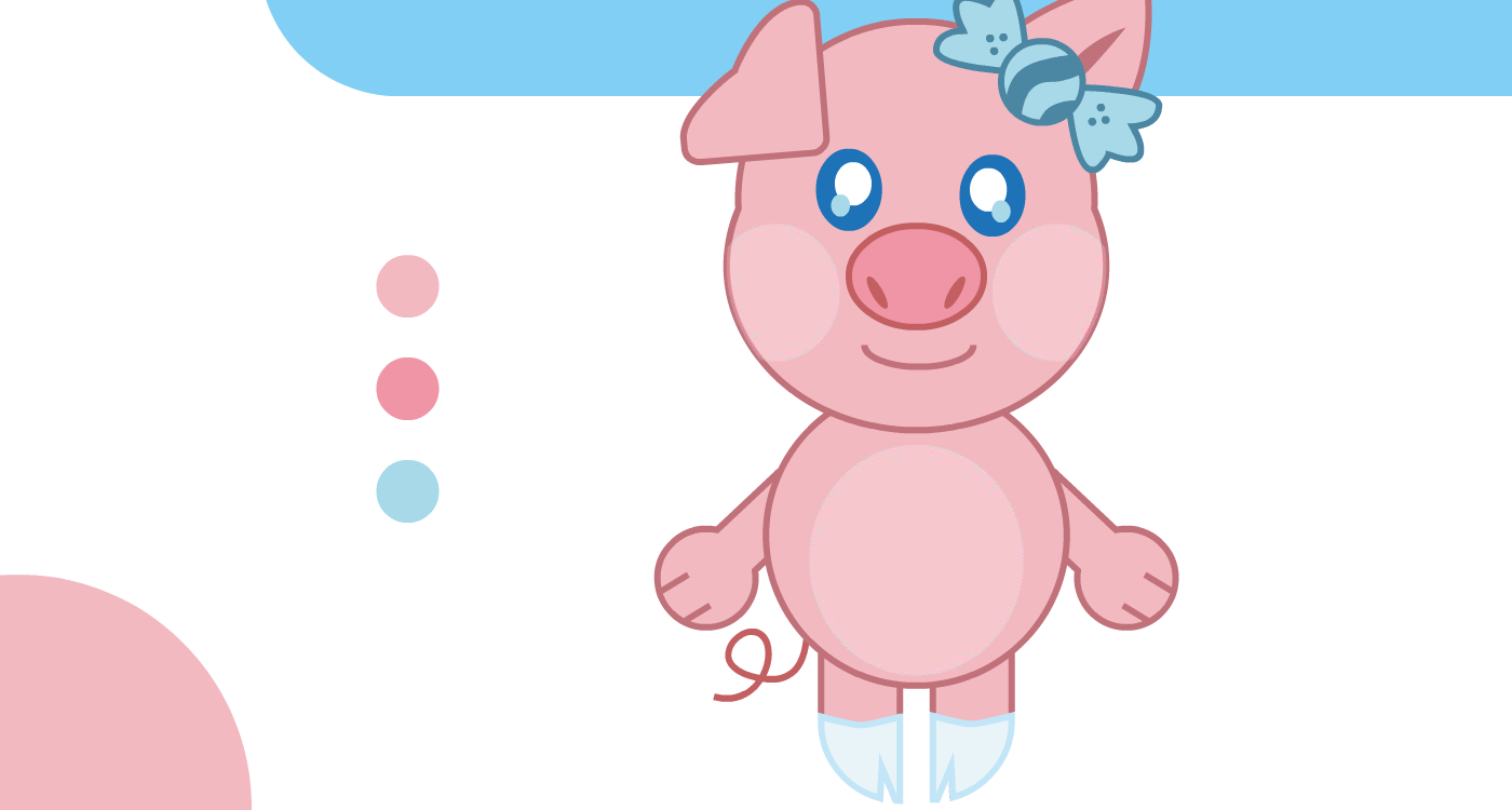 Ilustración con animación del diseño completo de pink pig
