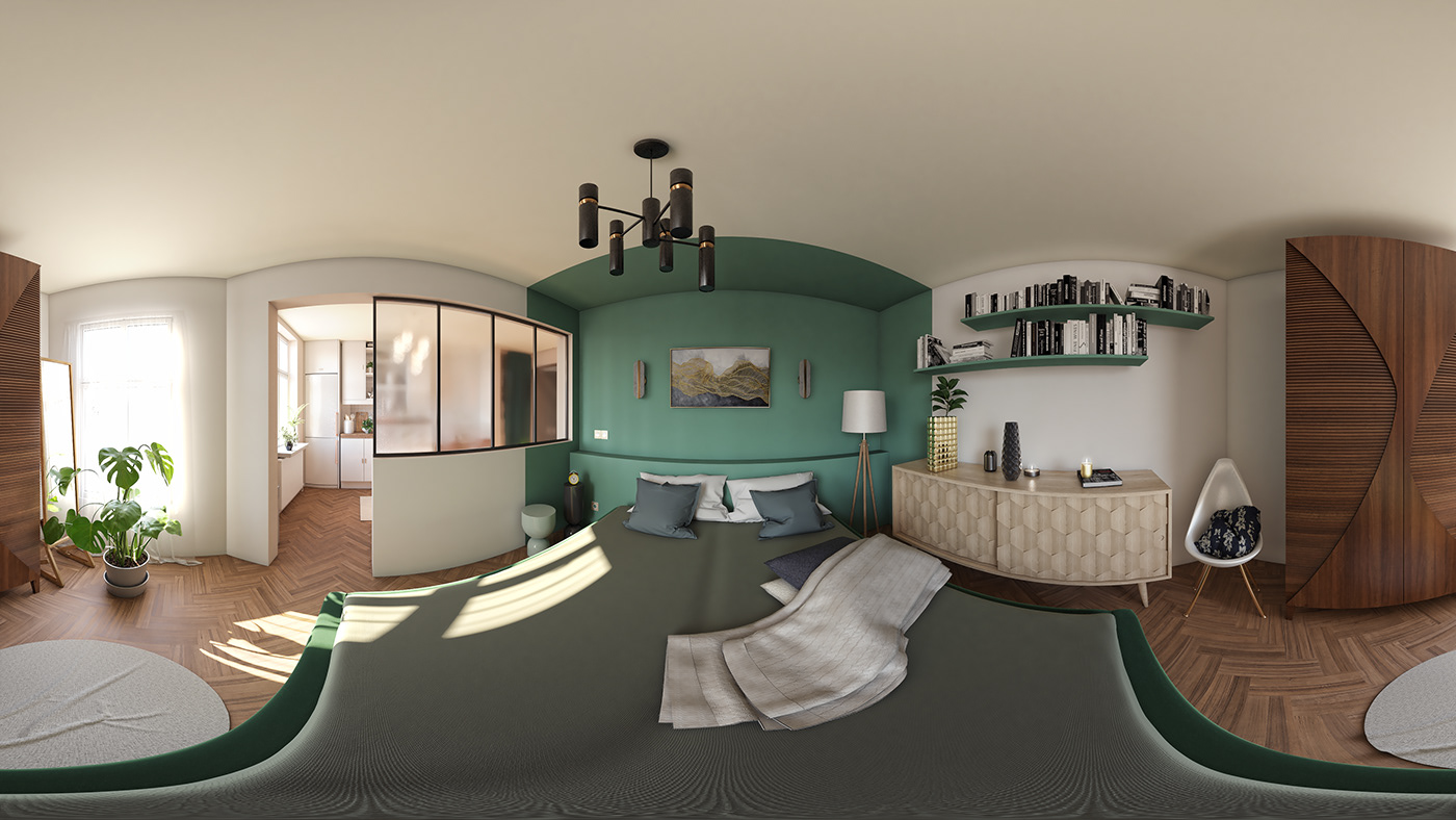 architecture Interior 3D Paris appartment decoration design room bedroom kitchen