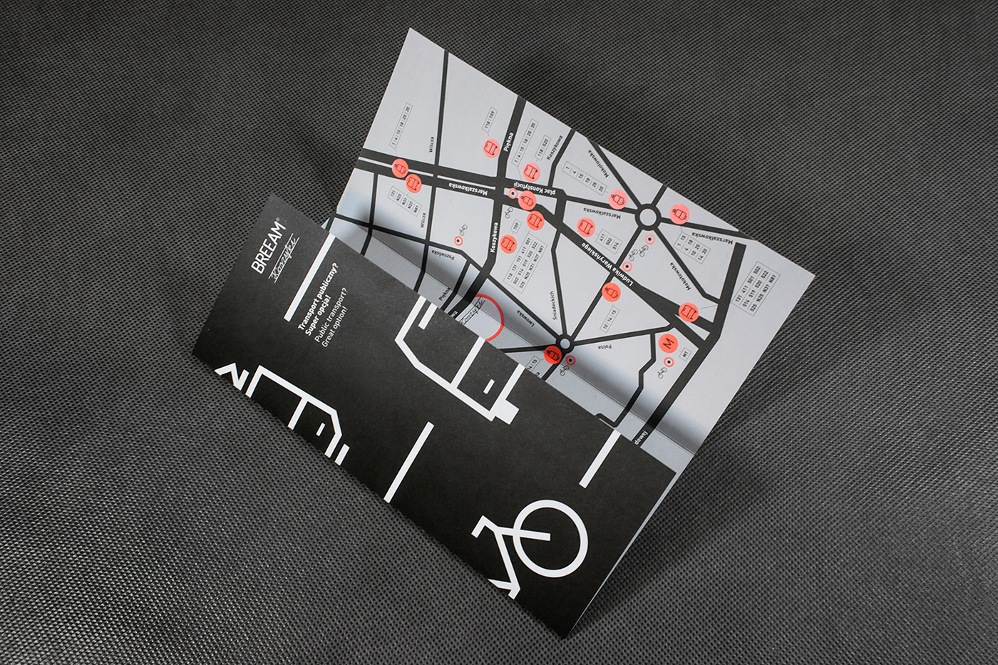 map leaflet Hala Koszyki Pictogramms public transport