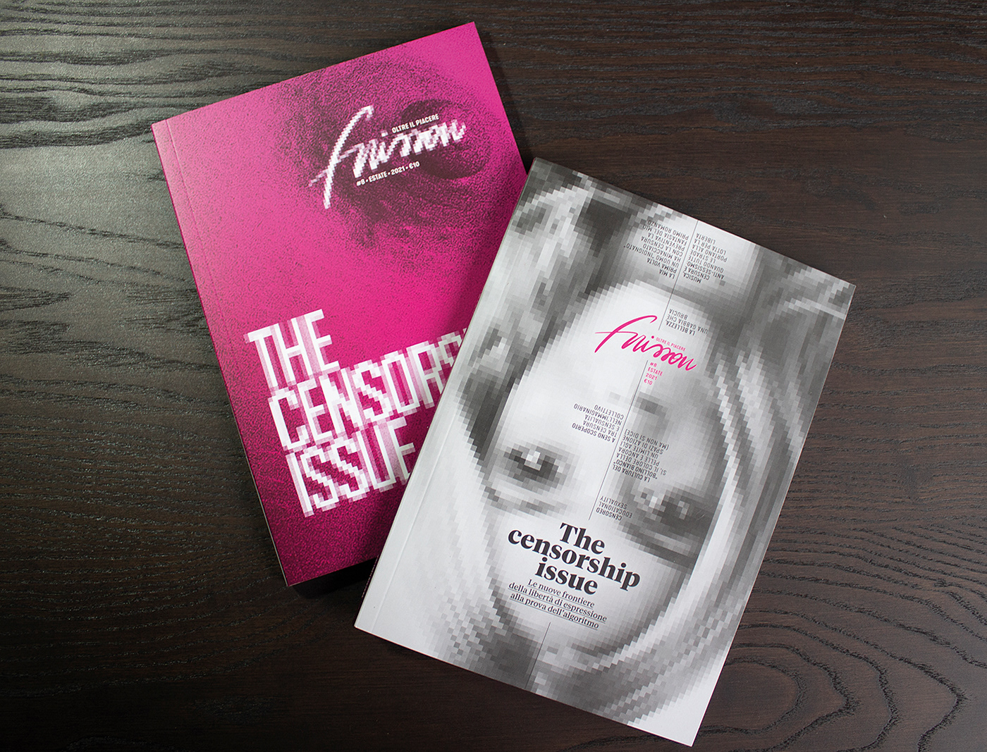 cover design editorial design  Frisson Magazine ILLUSTRATION  indie mag oltre il piacere Photography  The censorship issue visual journalism