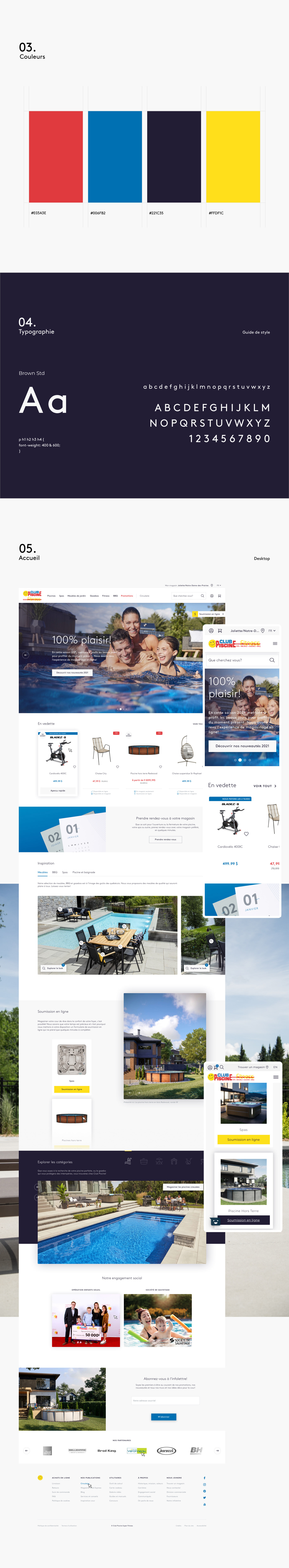 e-commerce online quote online store Pool customization redesign Responsive Design bold Forms Primary colors