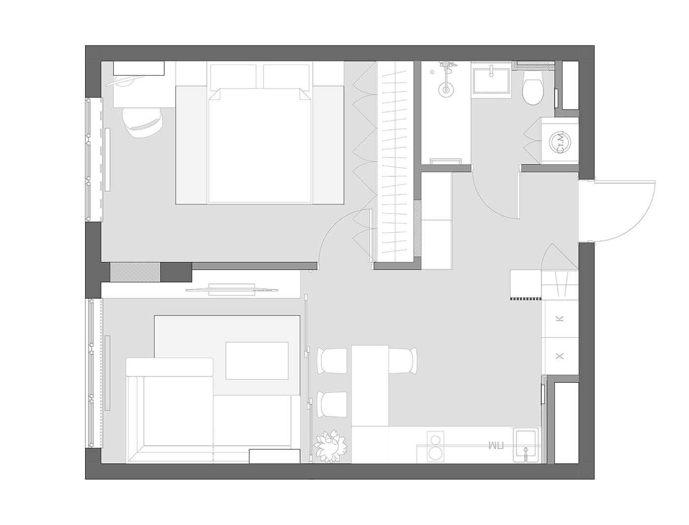 apartment architecture archviz black concrete indoor Interior interior design  minimal Style