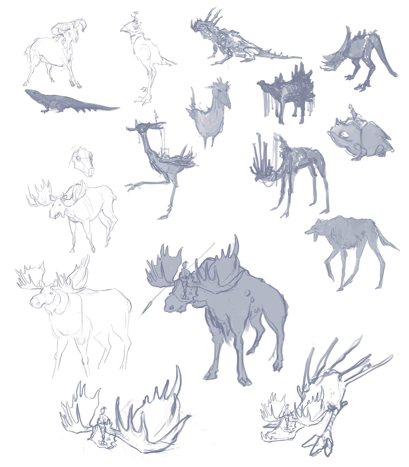 moose rider mount swamp ILLUSTRATION  concept art Visual Development digital illustration antlers marsh