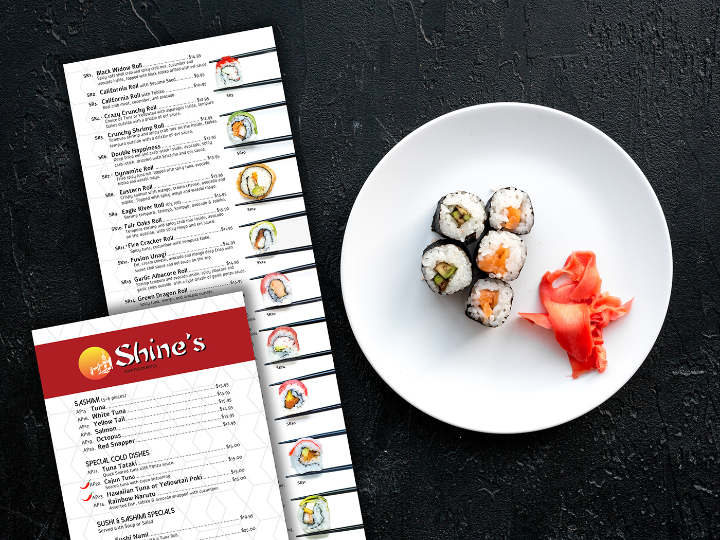 menus branding  graphic design  sushi restaurant marketing  