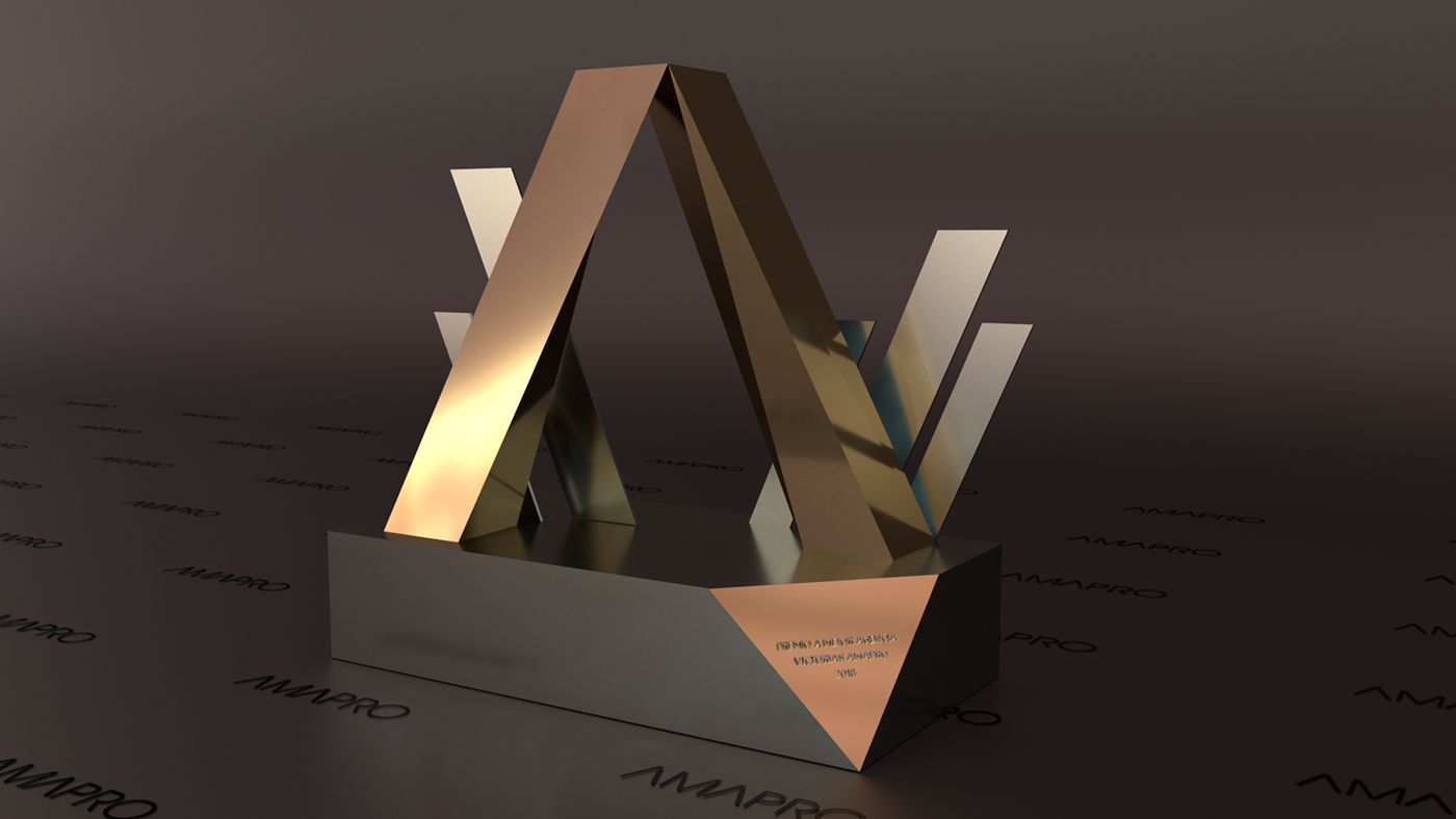 trophy trofeo AMAPRO premio Awards sculpture animation  faceted