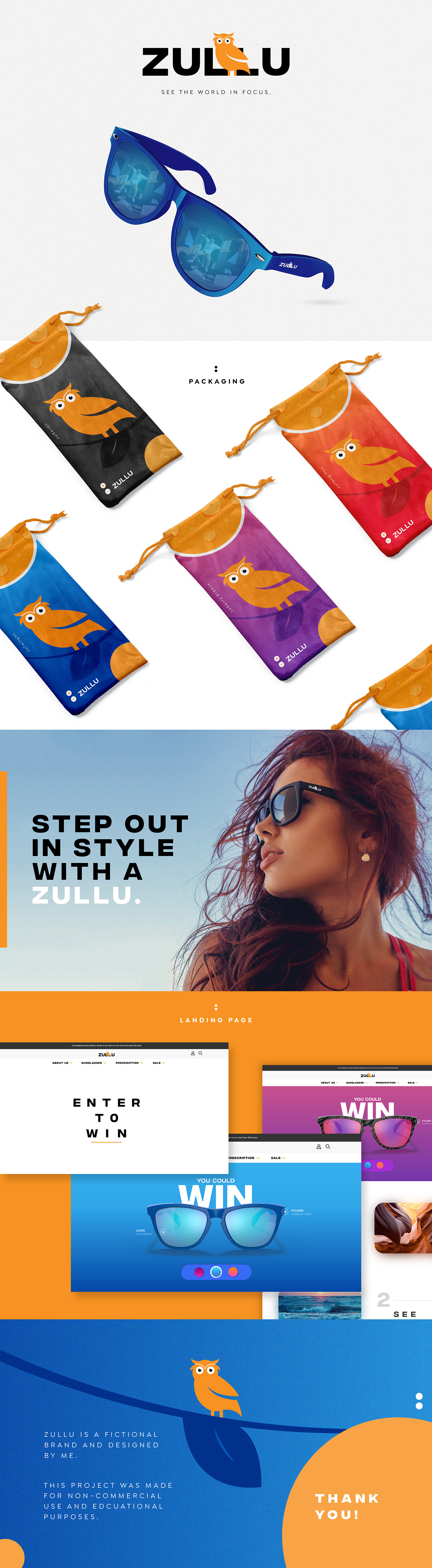 brand identity design landing page logo Packaging Sunglasses