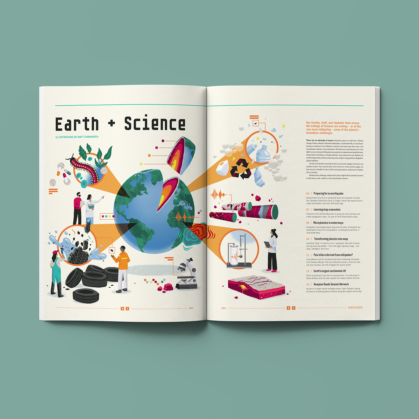 ILLUSTRATION  editorial magazine cover science earth environmental Nature Scientist design