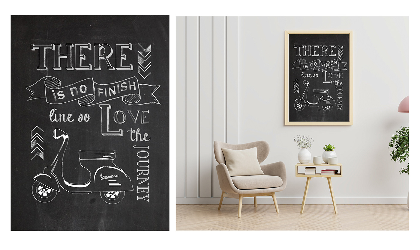 Chalk Lettering HAND LETTERING Quotes Travel typography   wall frame
