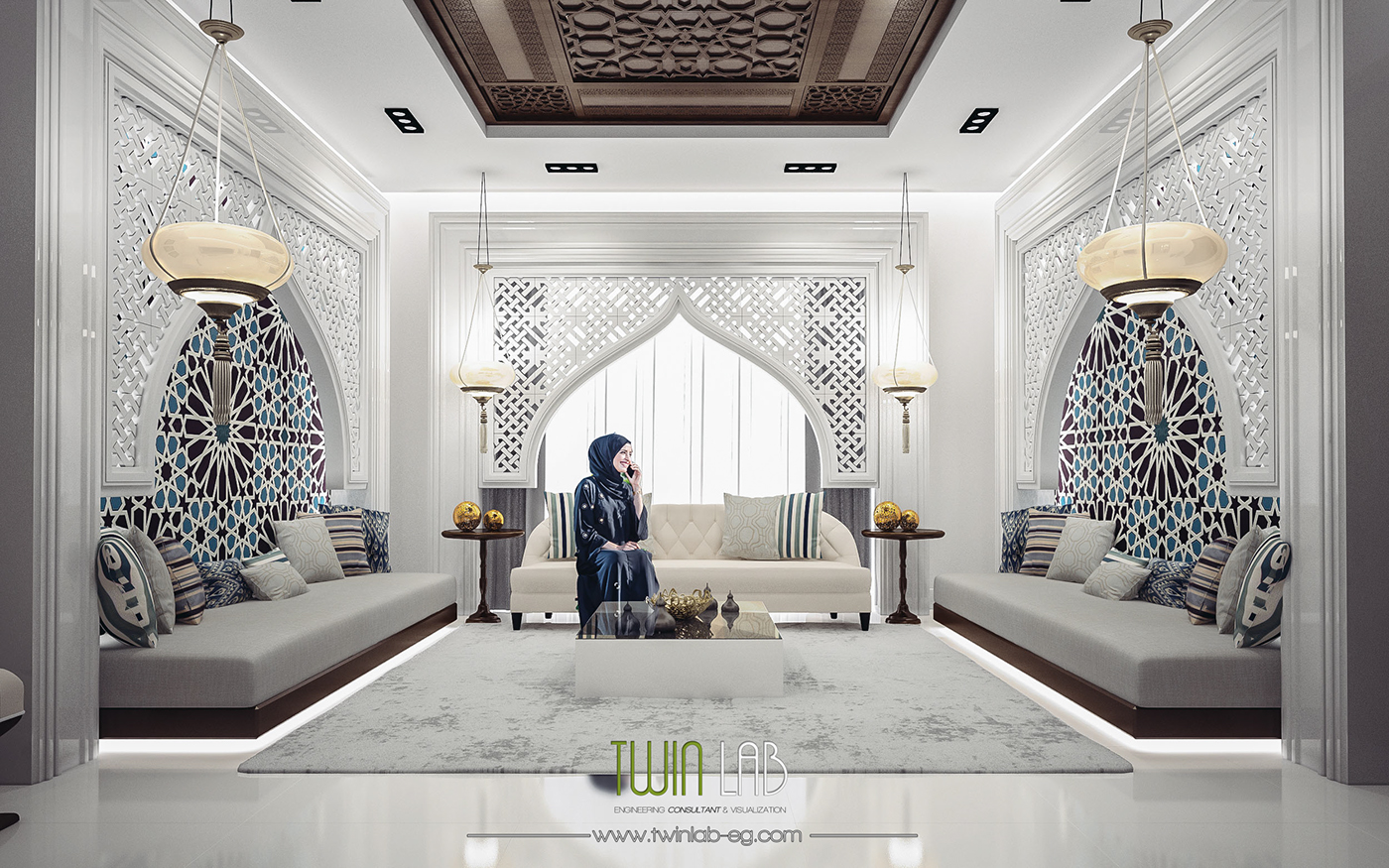 3dmax vray  interior design  visualization modern islamic pattern motive presentation decore