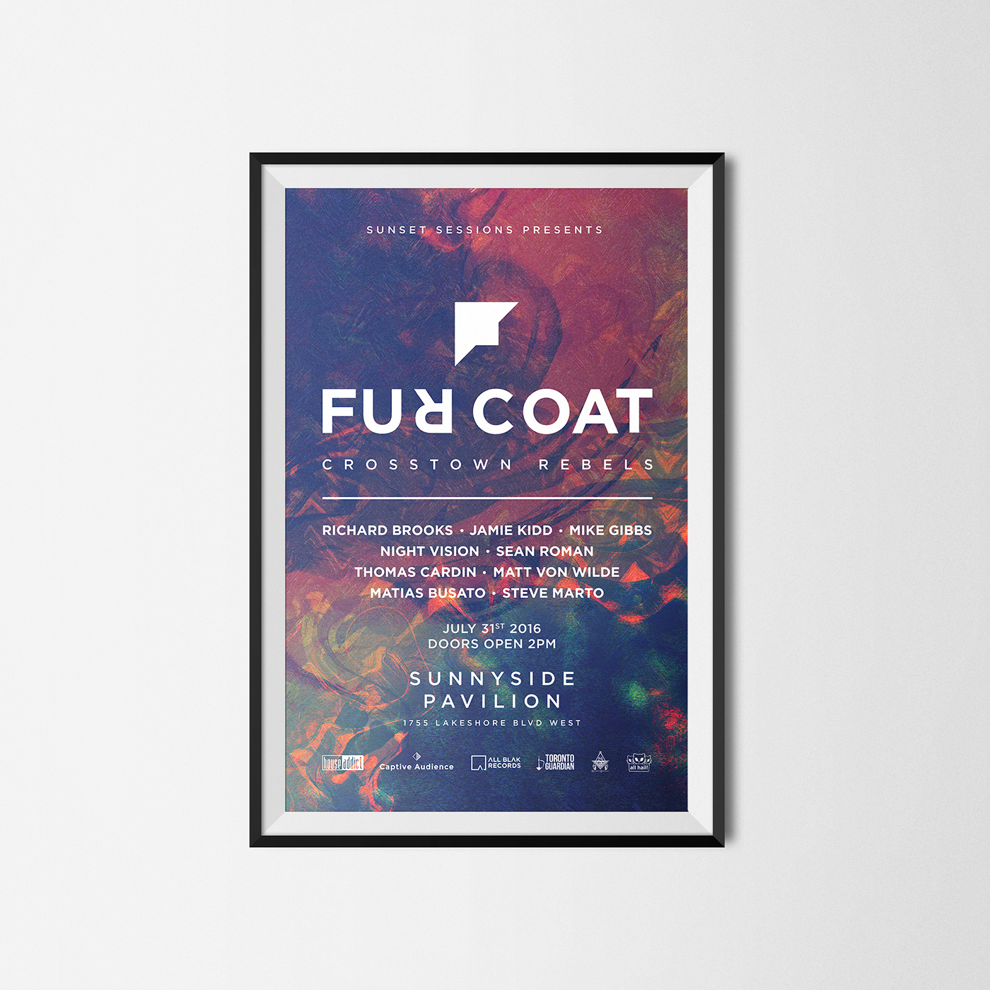 poster Events sunnyside house Tech-house techno fur coat Mark Farina Dennis Cruz All Blak