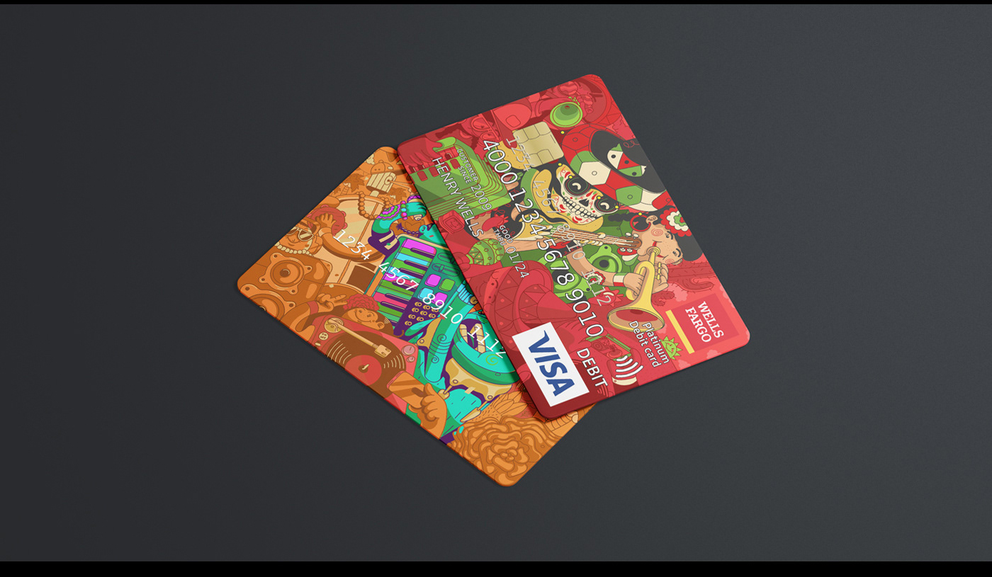 Advertising  brand identity bussiness cartoon creditcard marketing   publicidad sketches Visa WellsFargo