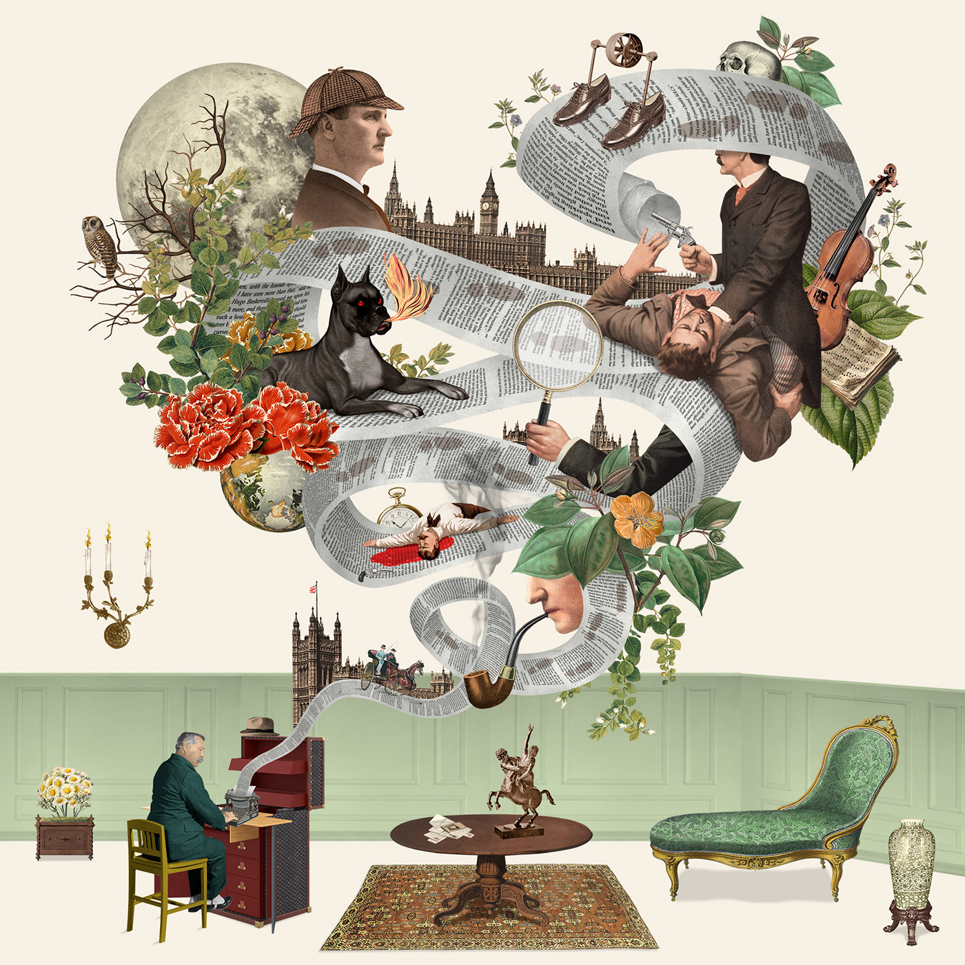 animation  collage conan detective Doyle holmes London Pipe Sherlock writer