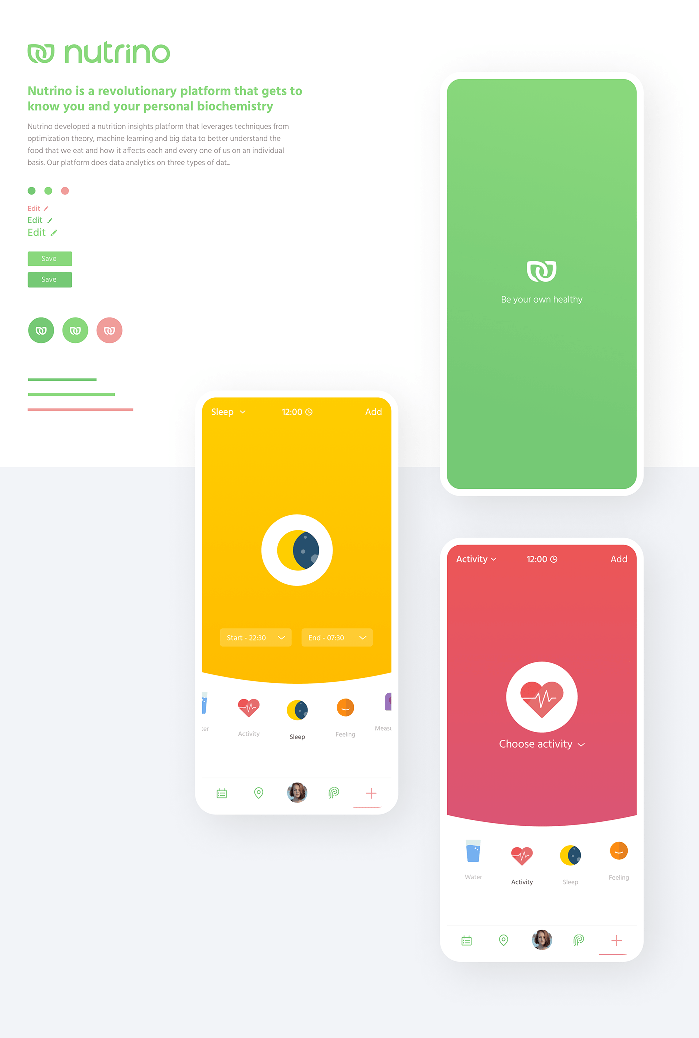 app brand identity colorful Food  Health icon design  UI/UX