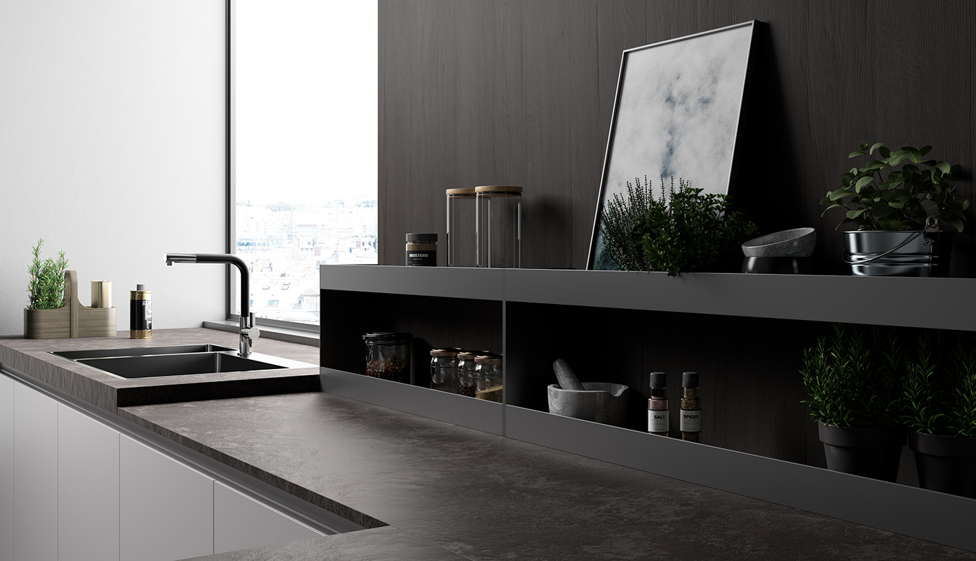 Behance design inspiration 2020 Interior kitchen living maverickrender minimal new rendering