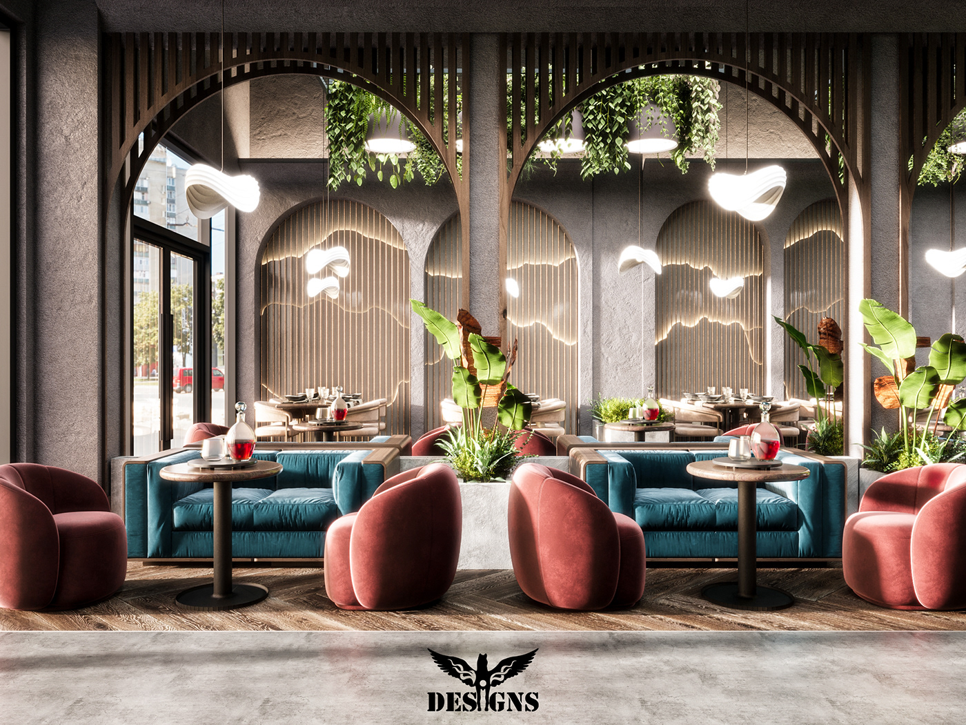 restaurant interior design  exterior CGI modern visualization architecture Interior luxury Saudi Arabia