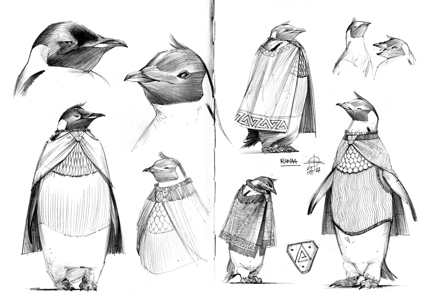 sketchbook doodle Pencil Art star wars porgs THE LAST JEDI blade runner penguins dolores westworld