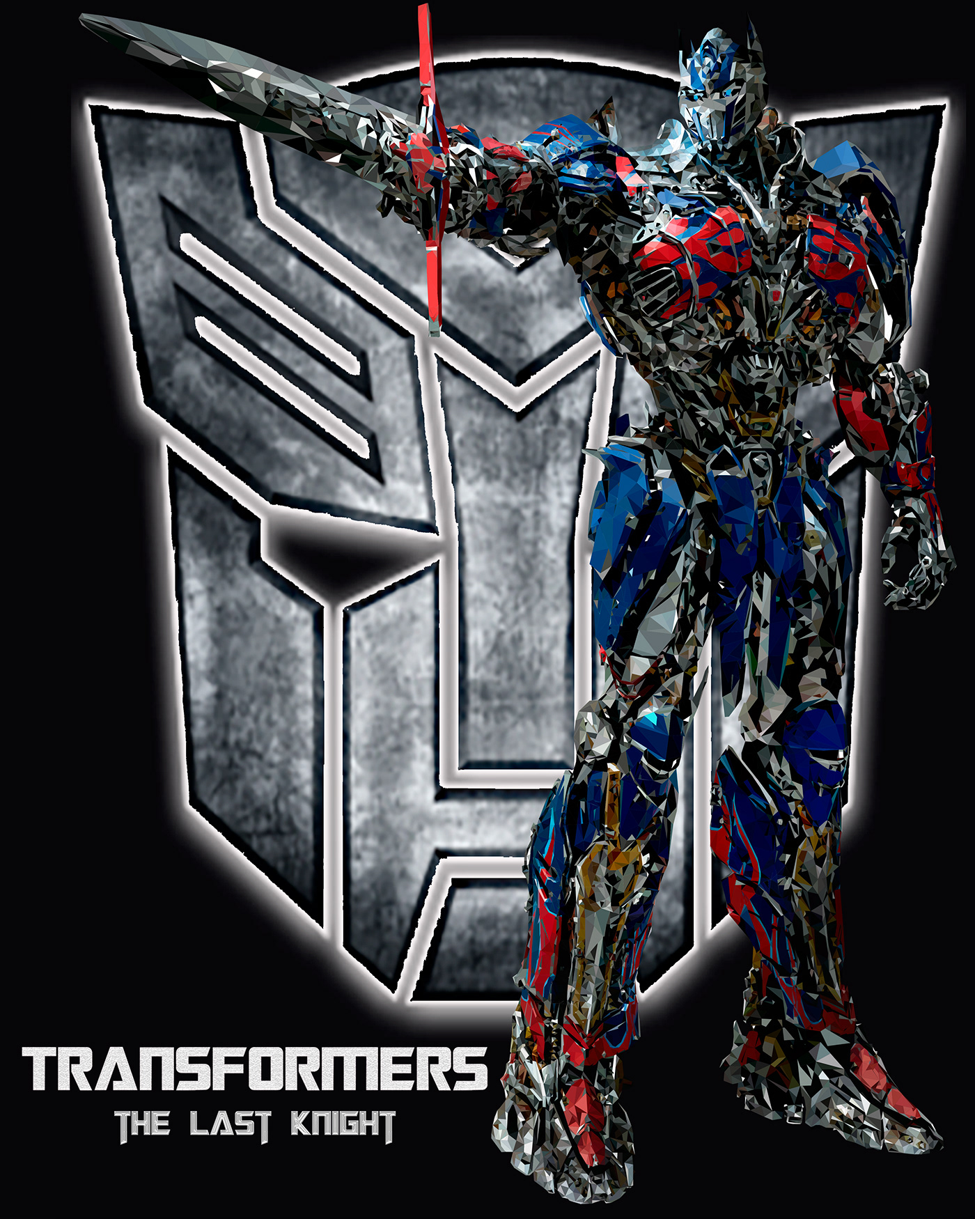 ilustración digital Arte Poligonal optimus prime Low Poly Art vector Illustrator polygonal Transformers Ilustración vectorial mosaico
