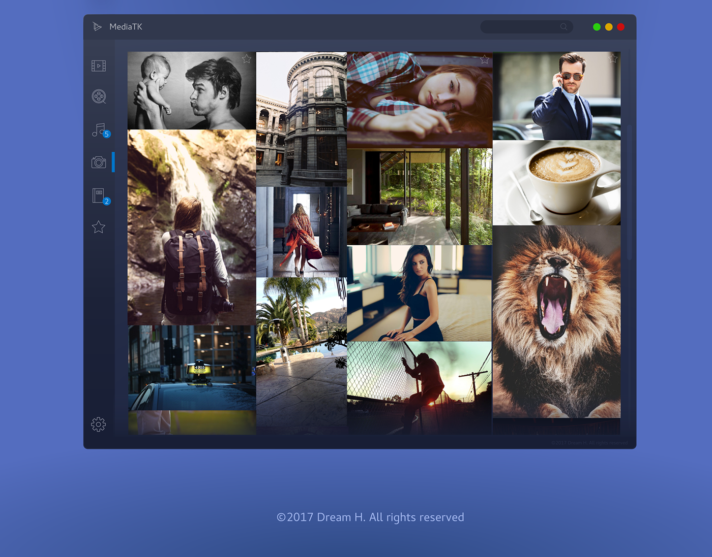 MediaTK movie dark desktop app ebook spotify Photography  redesign