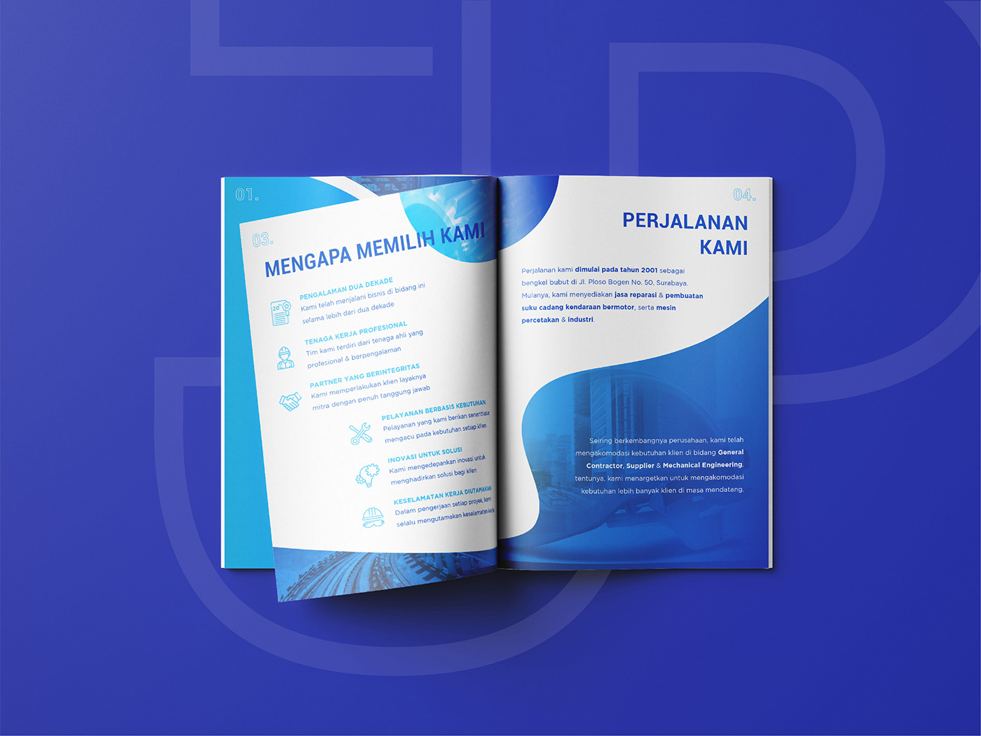 book Booklet branding  company company profile contractor editorial design  engineer graphic design  mockups